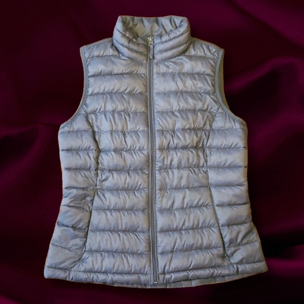Puffer Vest, Size small, charcoal gray
